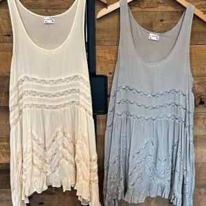 *SOLD blue* FREE PEOPLE, Swing Trapeze Ivory Tunic Slip Dress (1 ITEM) SMALL